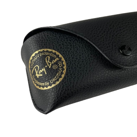 Ray-Ban Sunglasses Eyeglasses Black Soft Leather Case Gold Logo Snap Close Clean - Picture 2 of 16